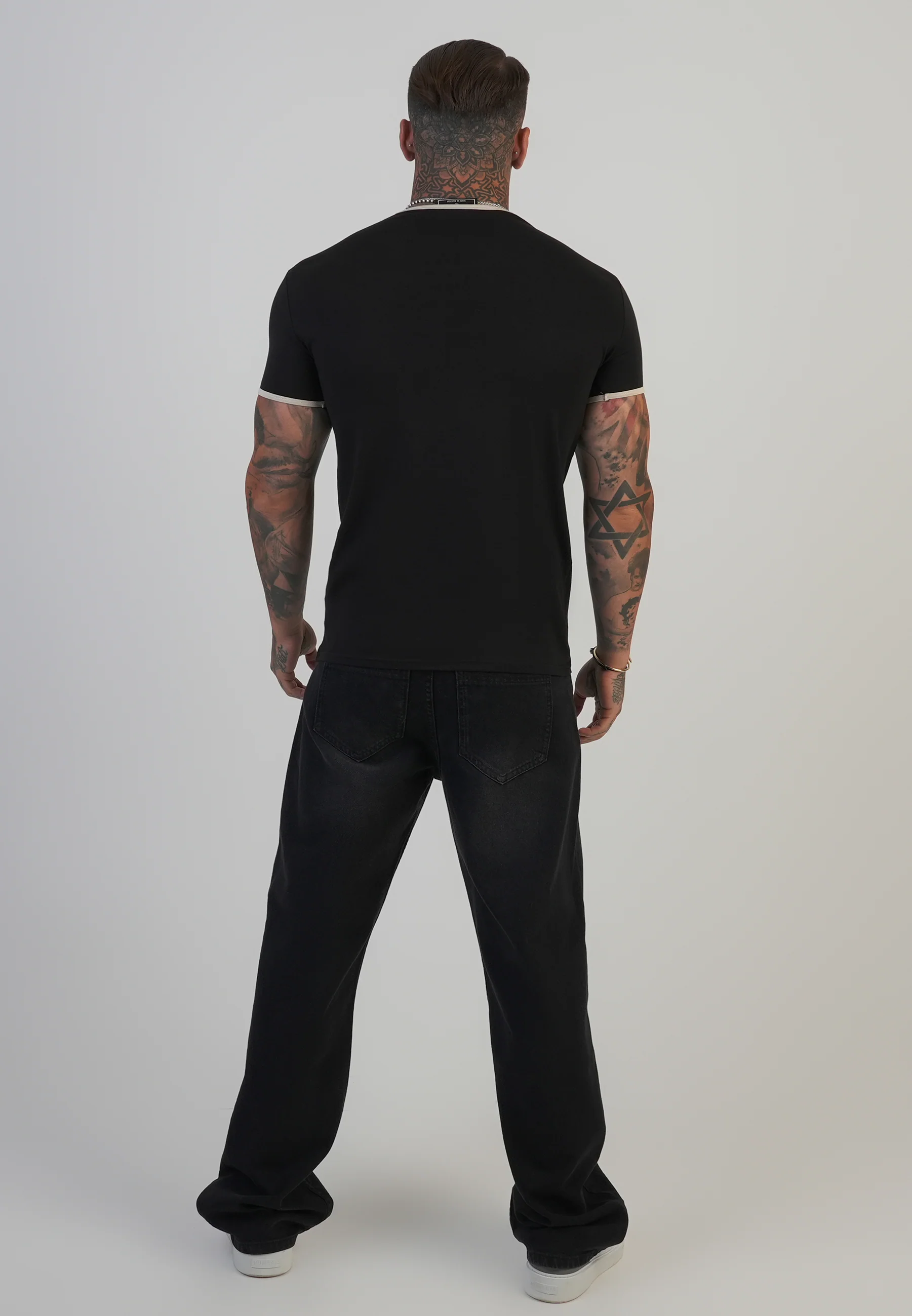 Black and Ecru Ringer T-Shirt - Image 6
