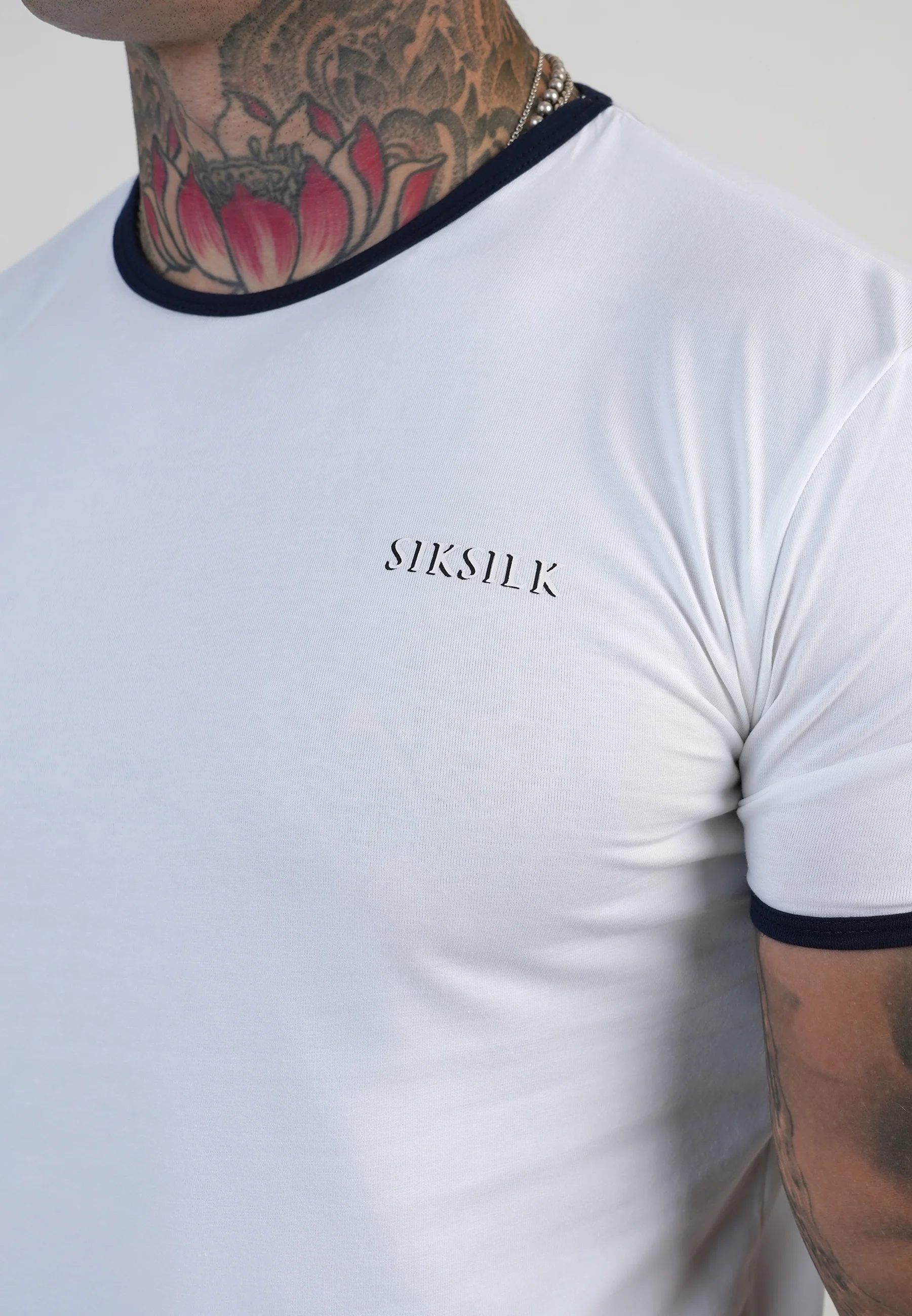 White and Navy Ringer T-Shirt - Image 2