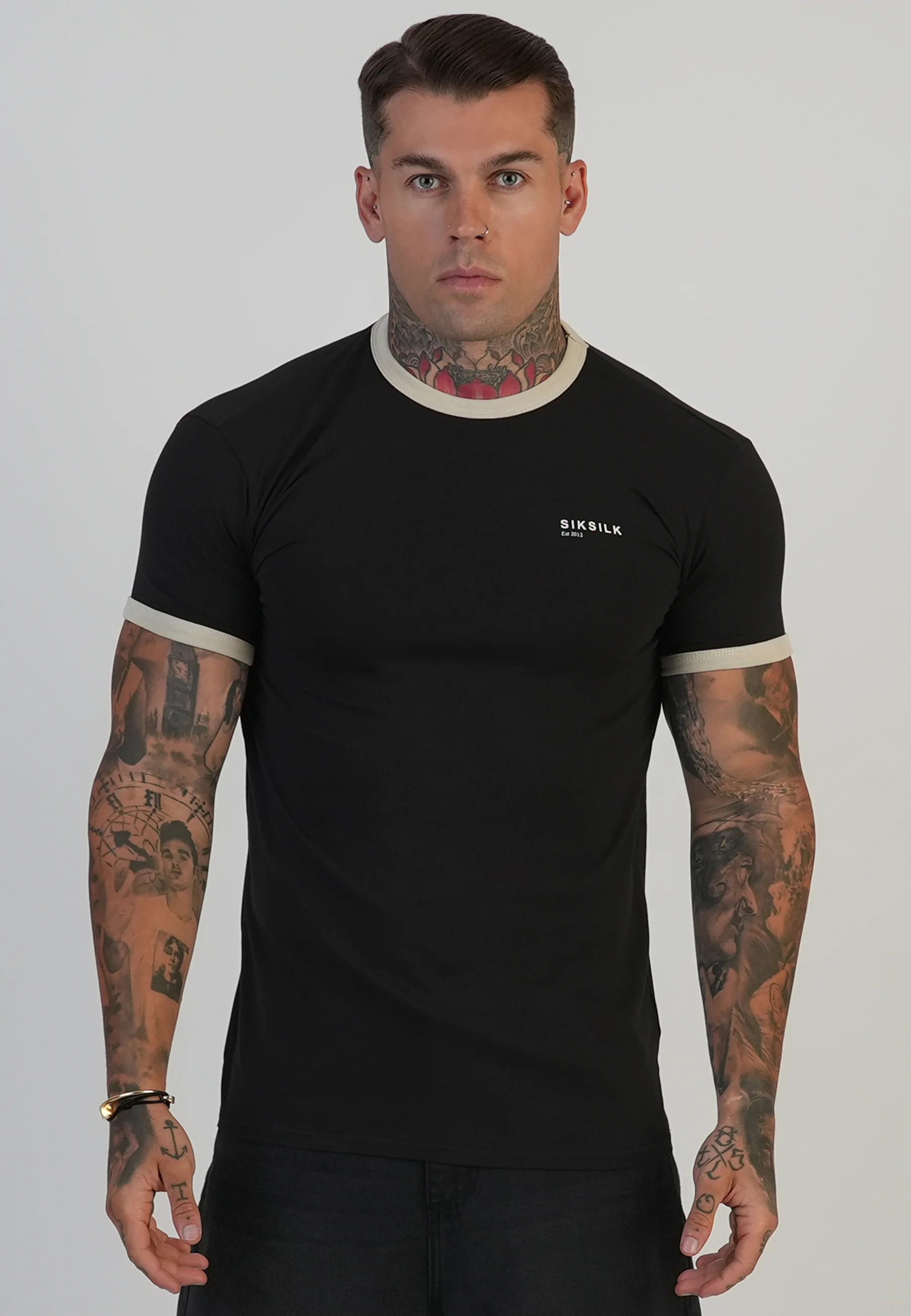 Black and Ecru Ringer T-Shirt