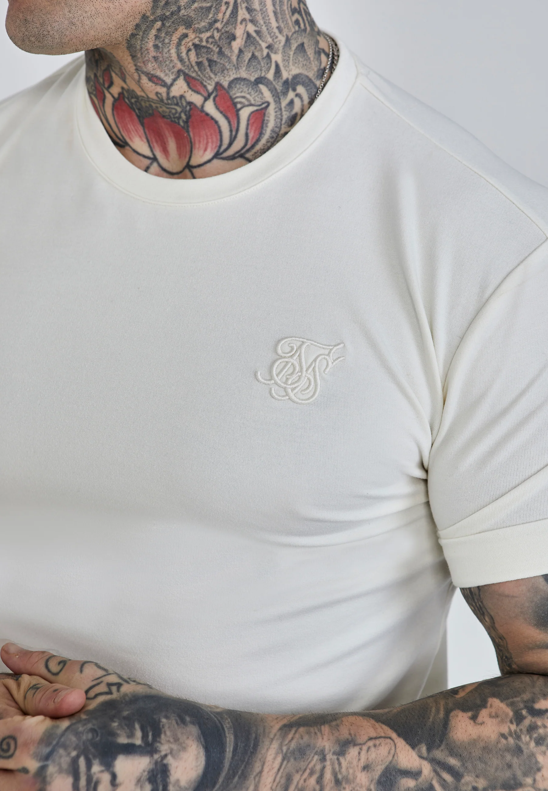 Ecru Roll Sleeve T-Shirt - Image 3