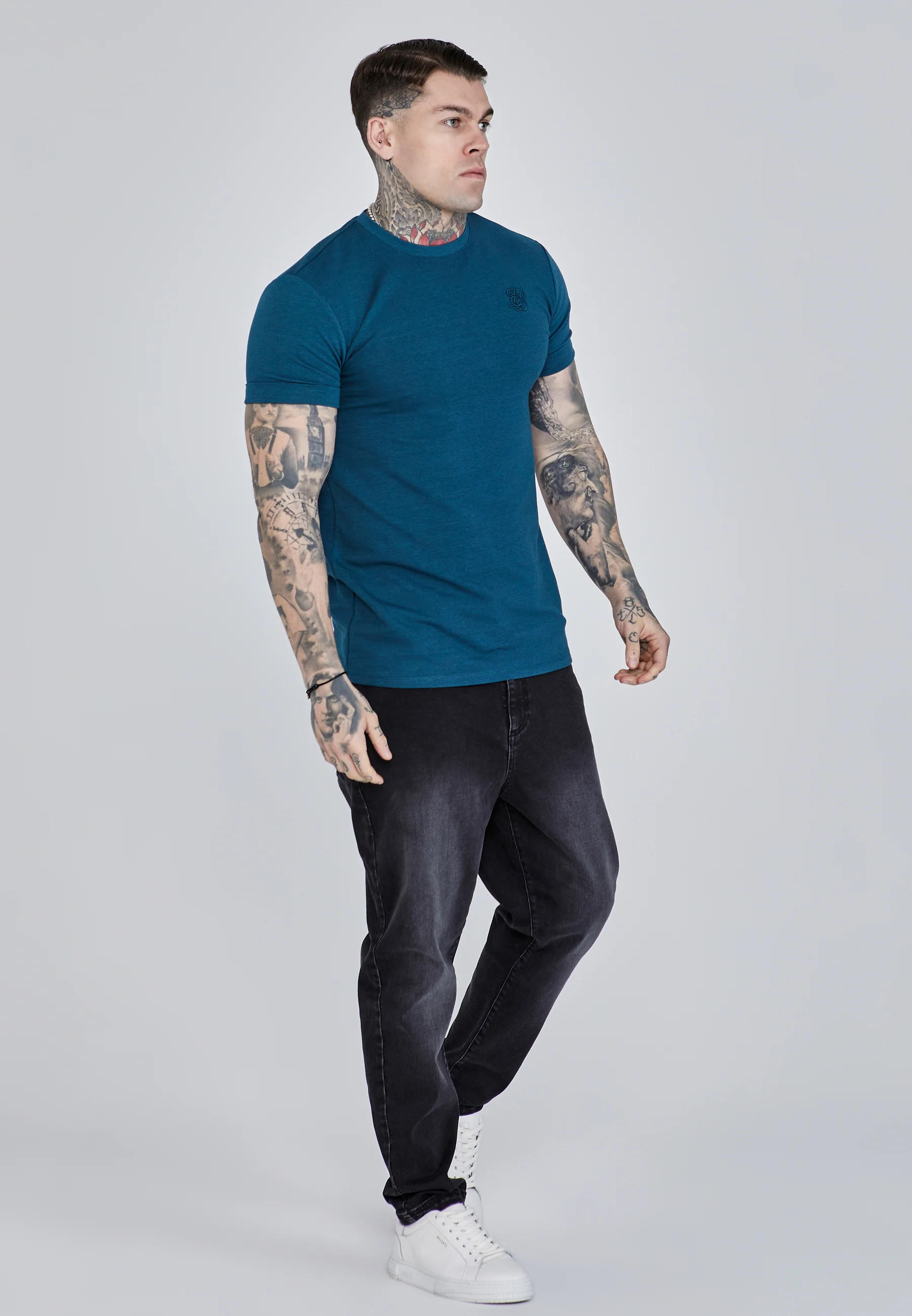 Teal Roll Sleeve T-Shirt - Image 4