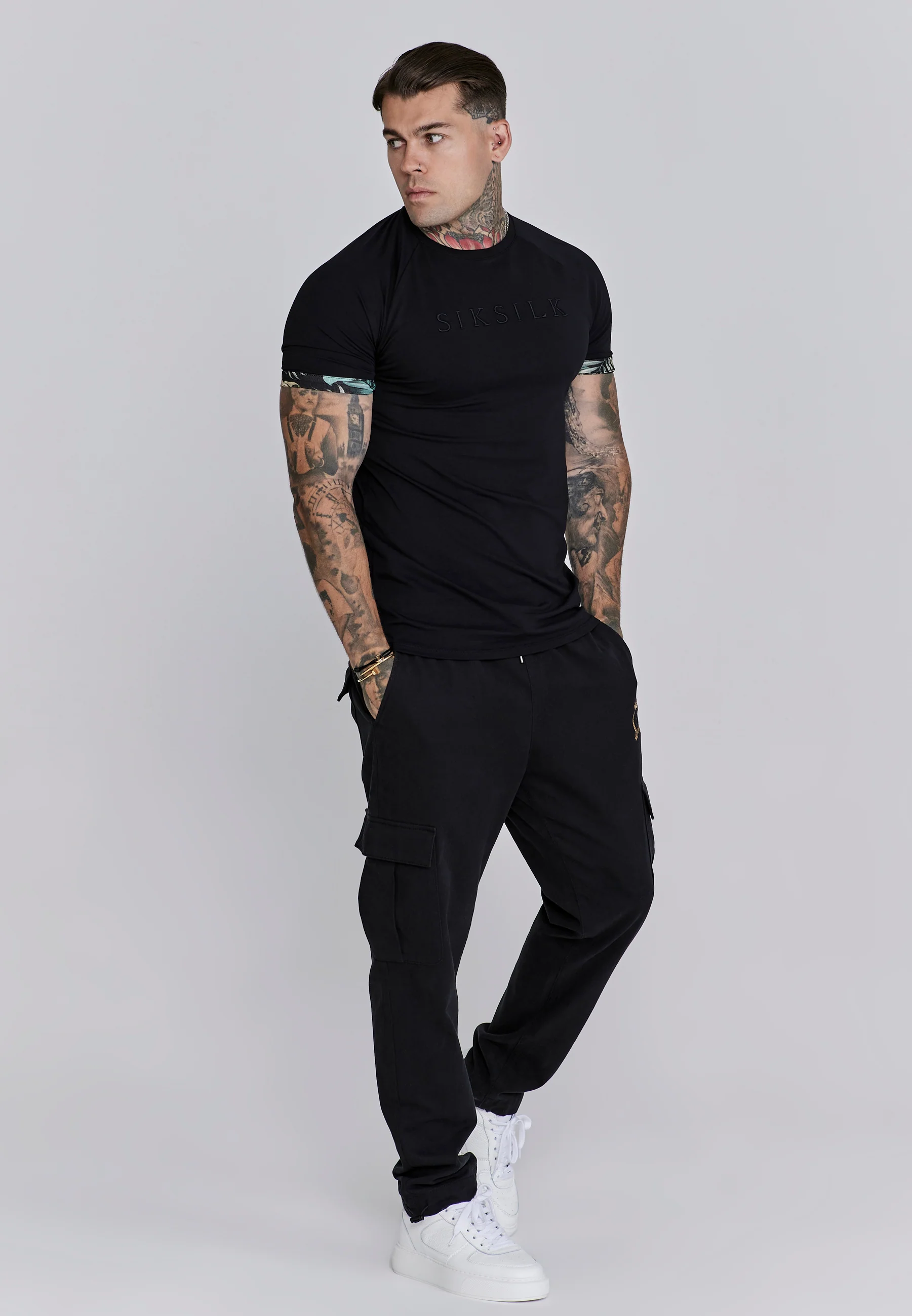 Black Rolls Sleeve T-Shirt - Image 4
