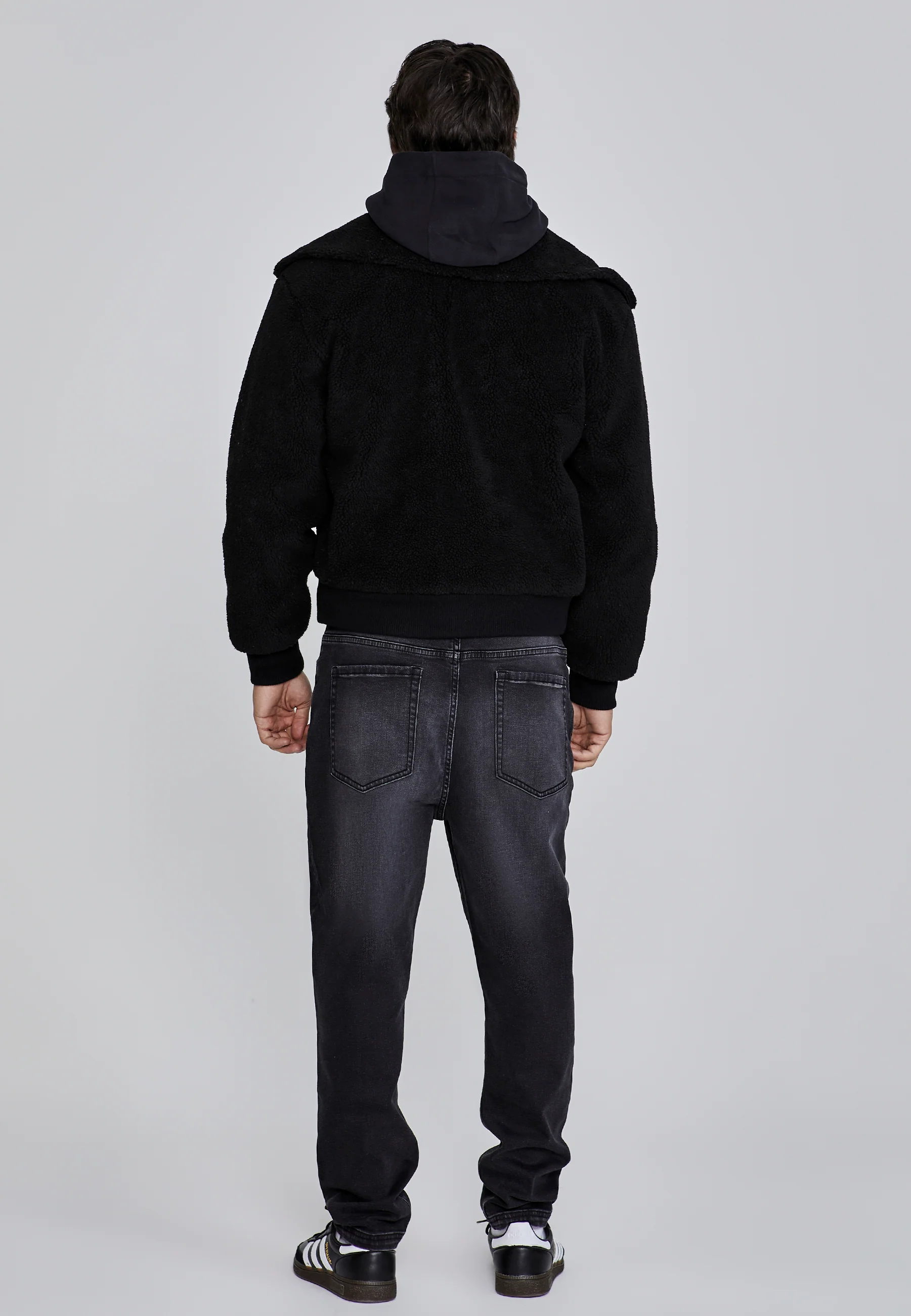 Black Sherpa Bomber Jacket - Image 5