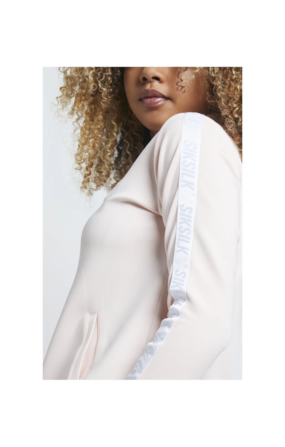 SikSilk 1/4 Zip Tape Track Top - Cloud Pink - Image 3