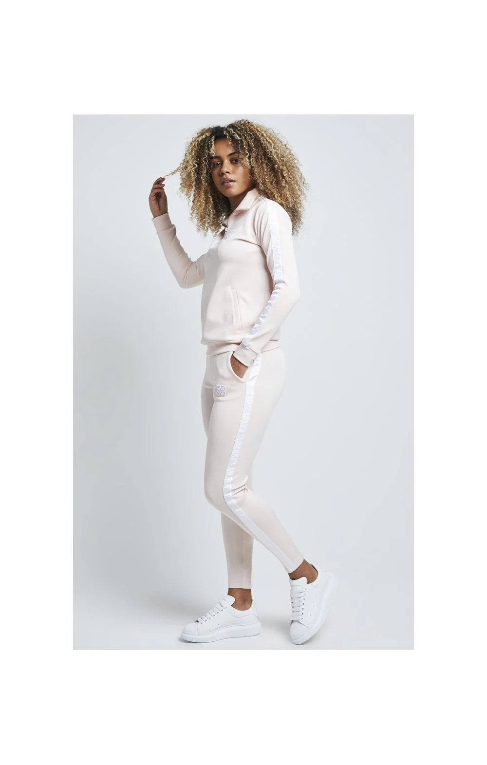 SikSilk 1/4 Zip Tape Track Top - Cloud Pink - Image 4
