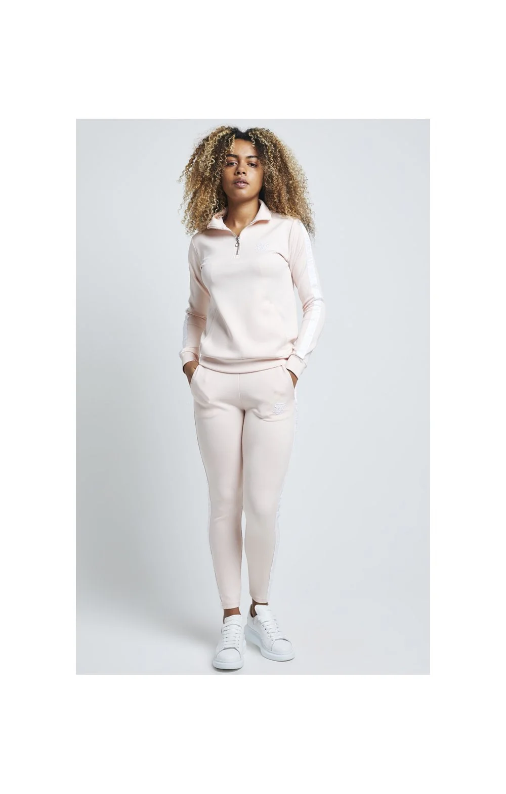 SikSilk 1/4 Zip Tape Track Top - Cloud Pink - Image 5