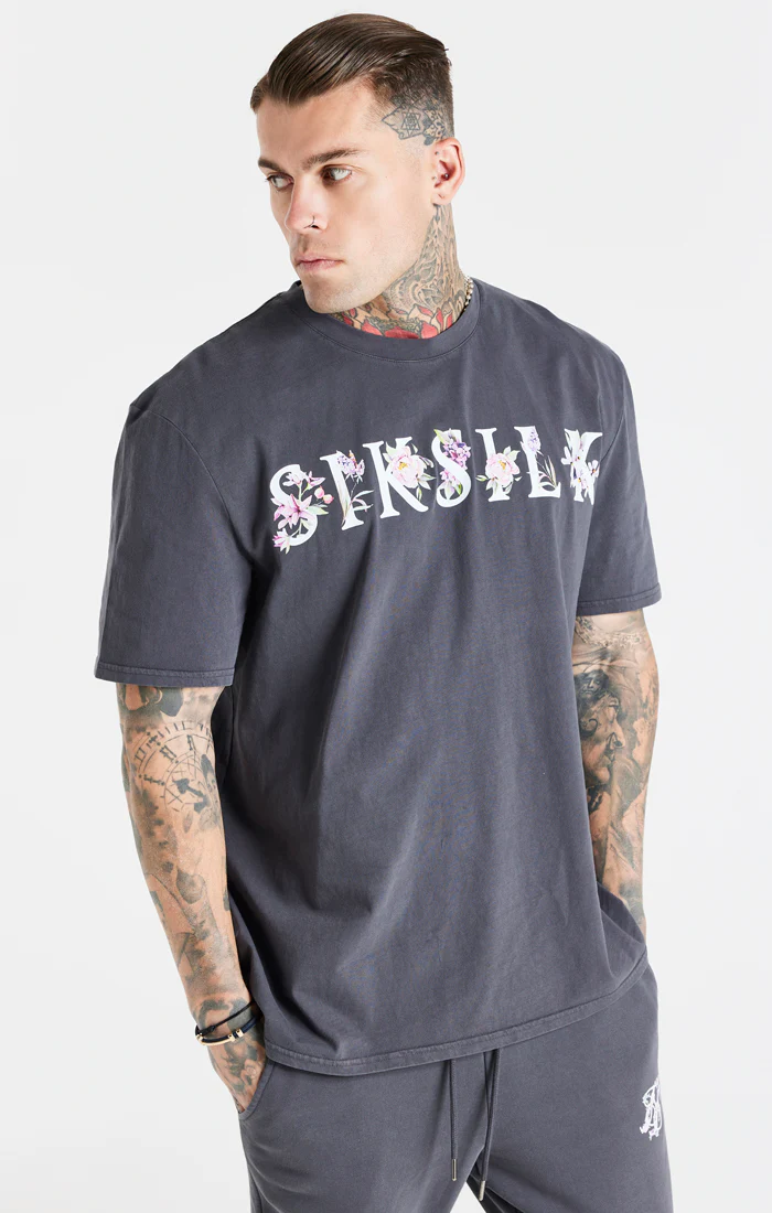 Grey Floral Oversized T-Shirt