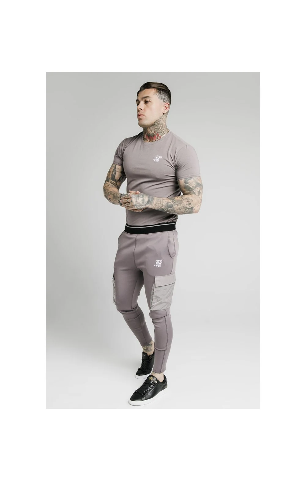 SikSilk Adapt Crushed Nylon Cargo Pants - Grey - Image 5