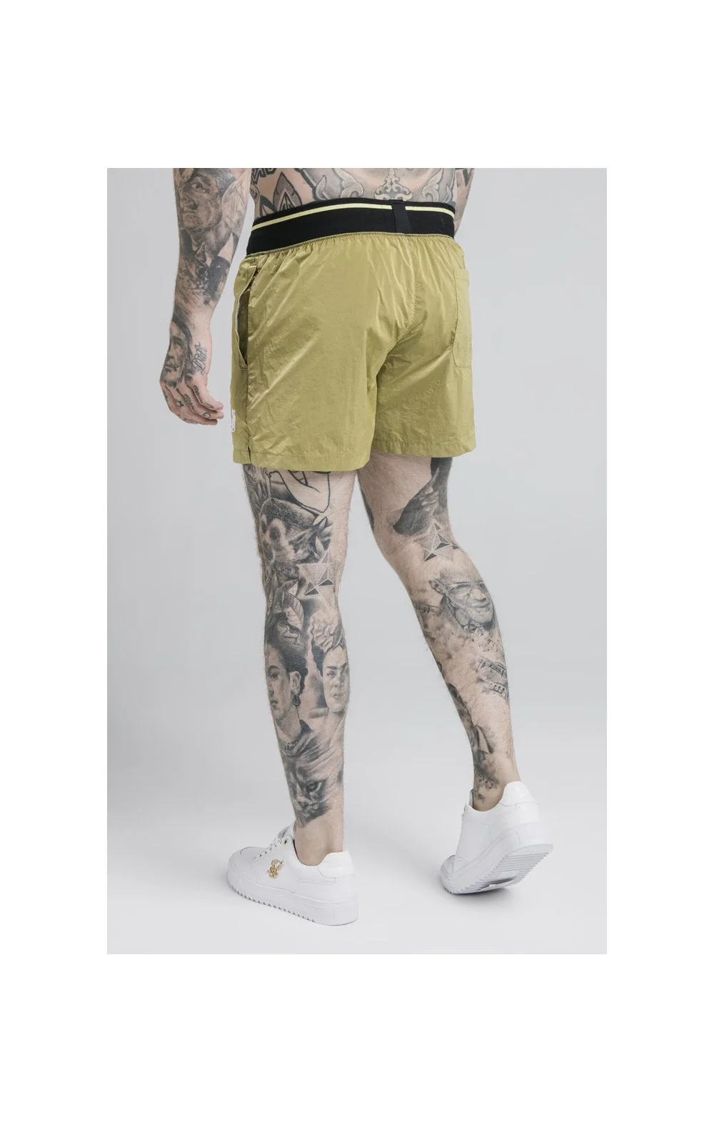 SikSilk Adapt Crushed Nylon Swim Shorts - Khaki - Image 2