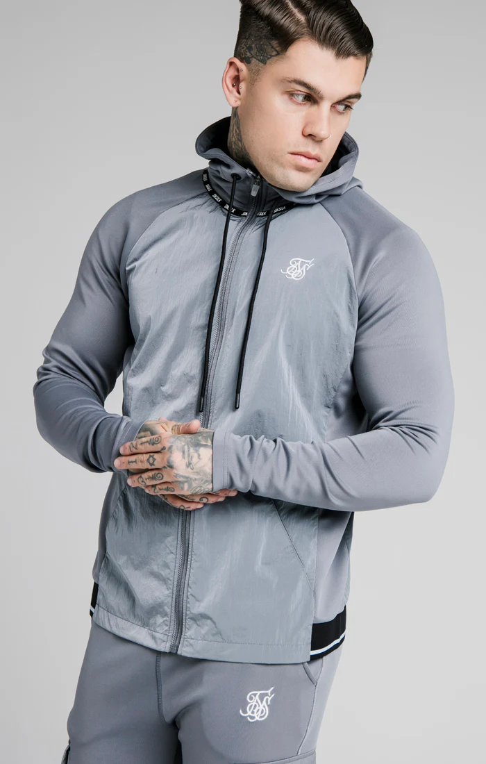 SikSilk Adapt Crushed Nylon Zip Through – Blue Slate