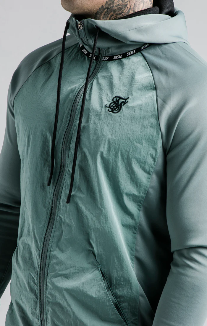 SikSilk Adapt Crushed Nylon Zip Through Hoodie - Pacific - Image 2
