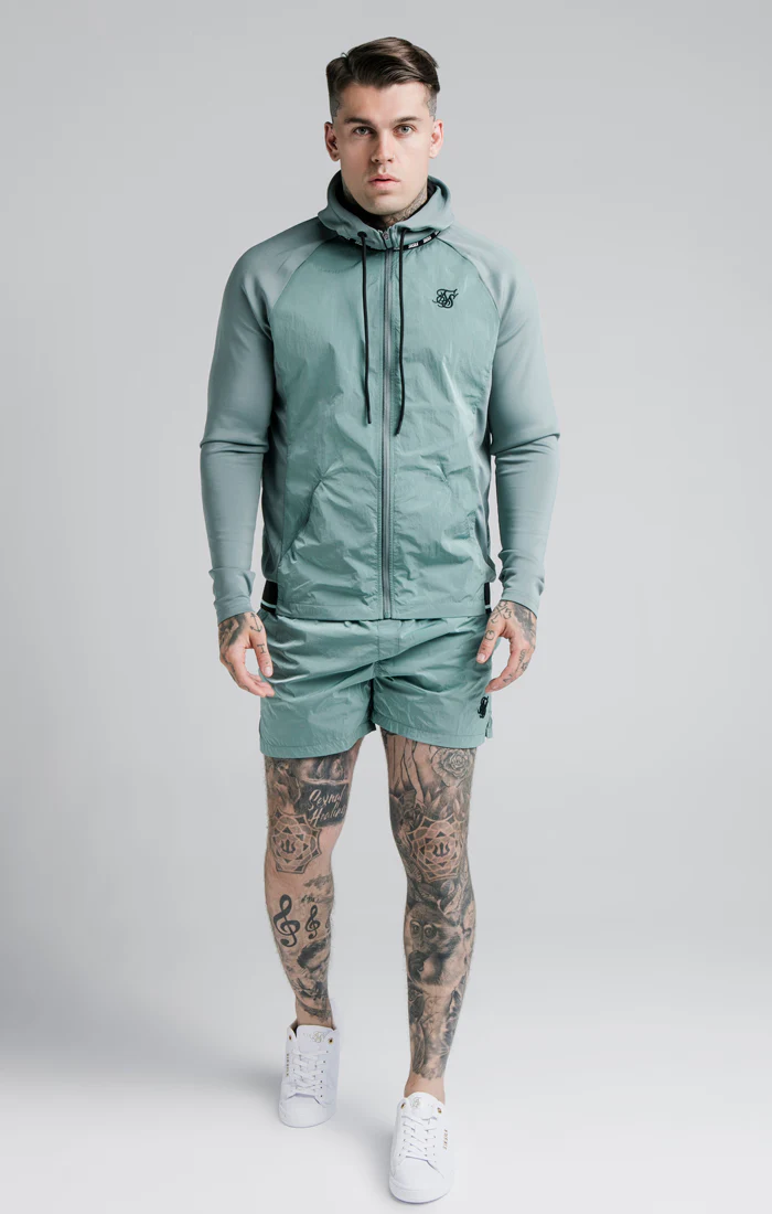 SikSilk Adapt Crushed Nylon Zip Through Hoodie - Pacific - Image 3
