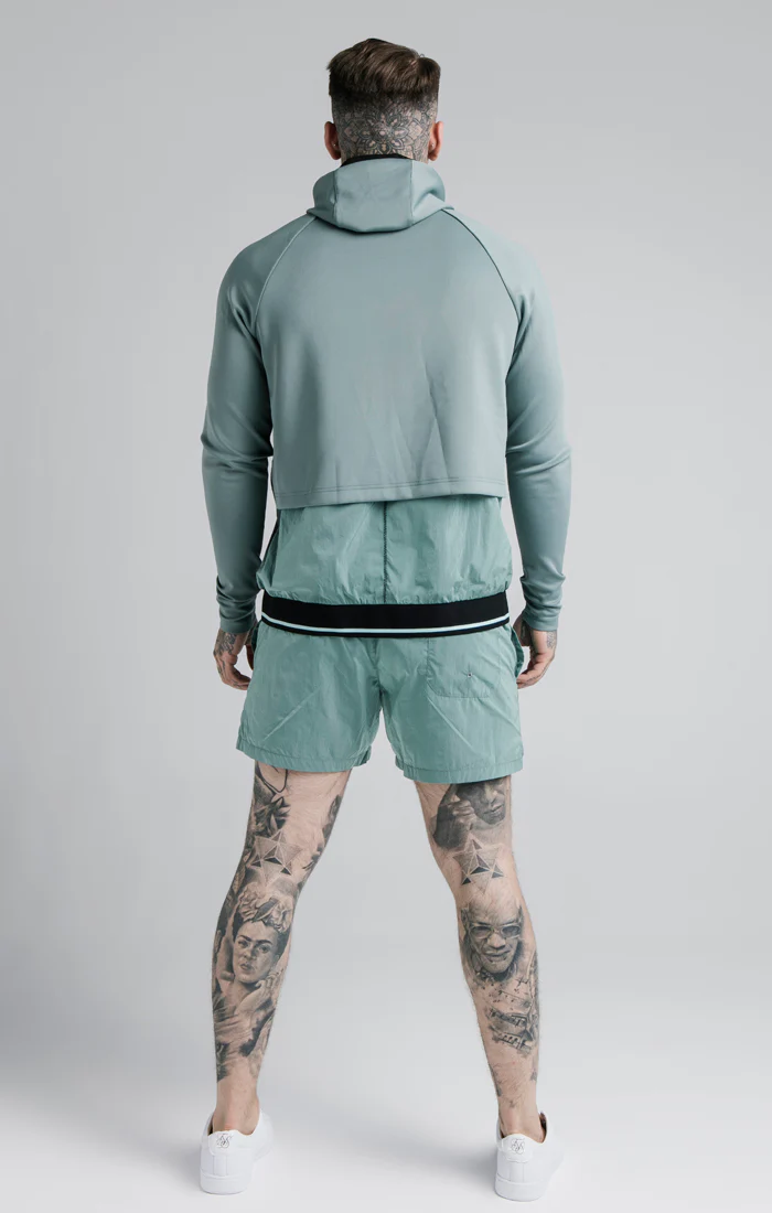 SikSilk Adapt Crushed Nylon Zip Through Hoodie - Pacific - Image 5