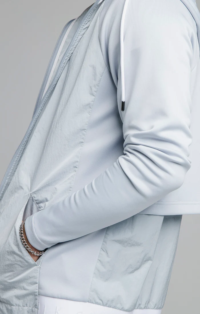 Blue Adapt Crushed Nylon Zip Through Hoodie - Image 2
