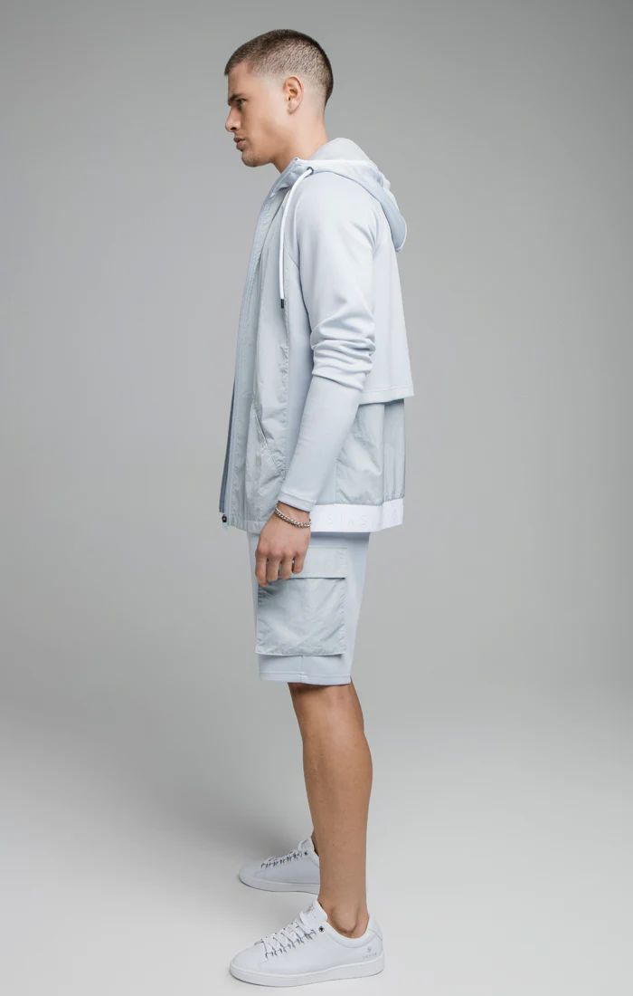 Blue Adapt Crushed Nylon Zip Through Hoodie - Image 4