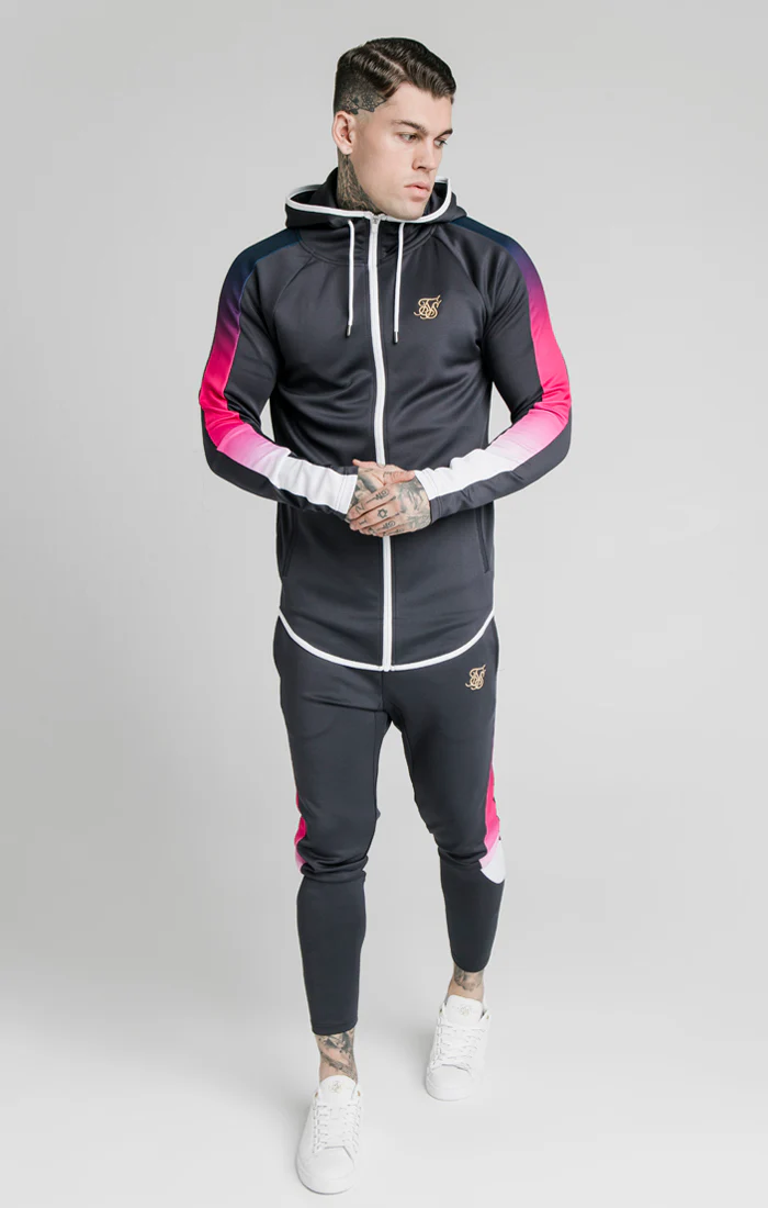 Grey Contrast Sleeve Zip-Thru Hoodie - Image 3