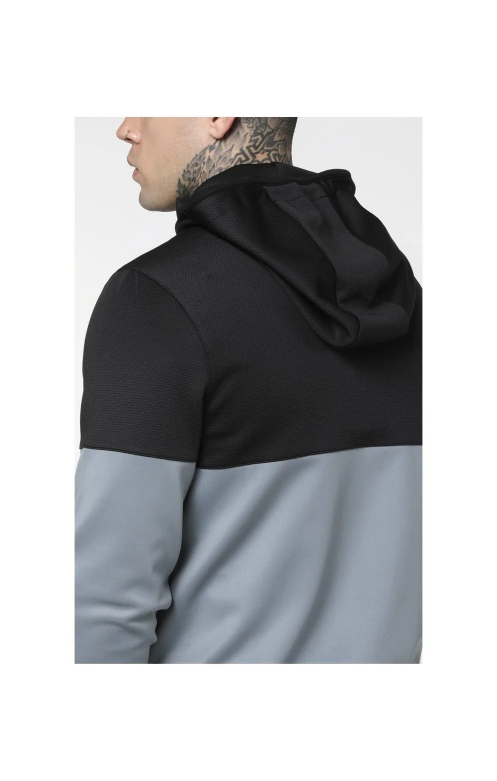 SikSilk Agility Cut & Sew Zip Through Hoodie - Dark Grey & Ice Grey - Image 3