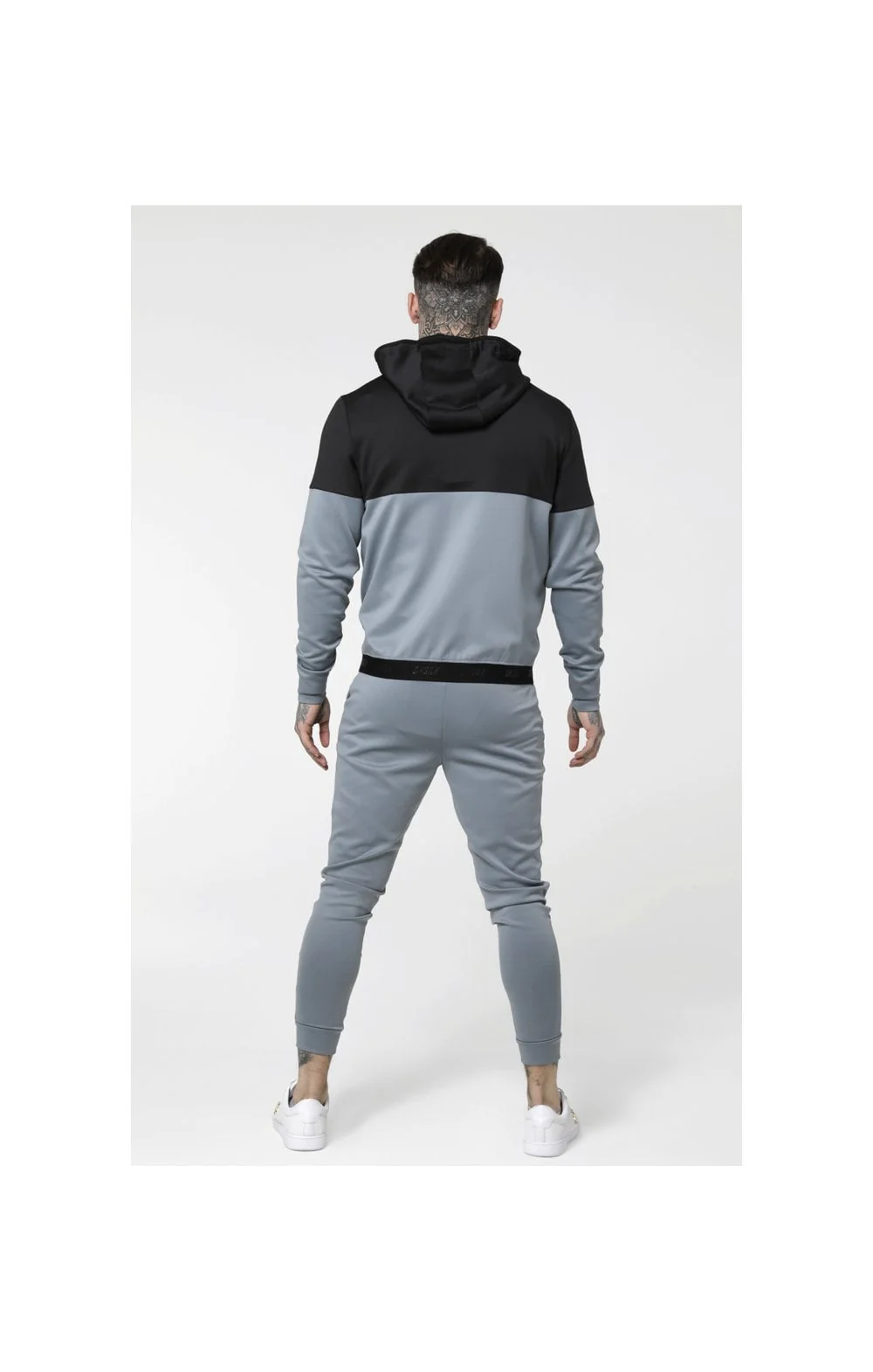 SikSilk Agility Cut & Sew Zip Through Hoodie - Dark Grey & Ice Grey - Image 6