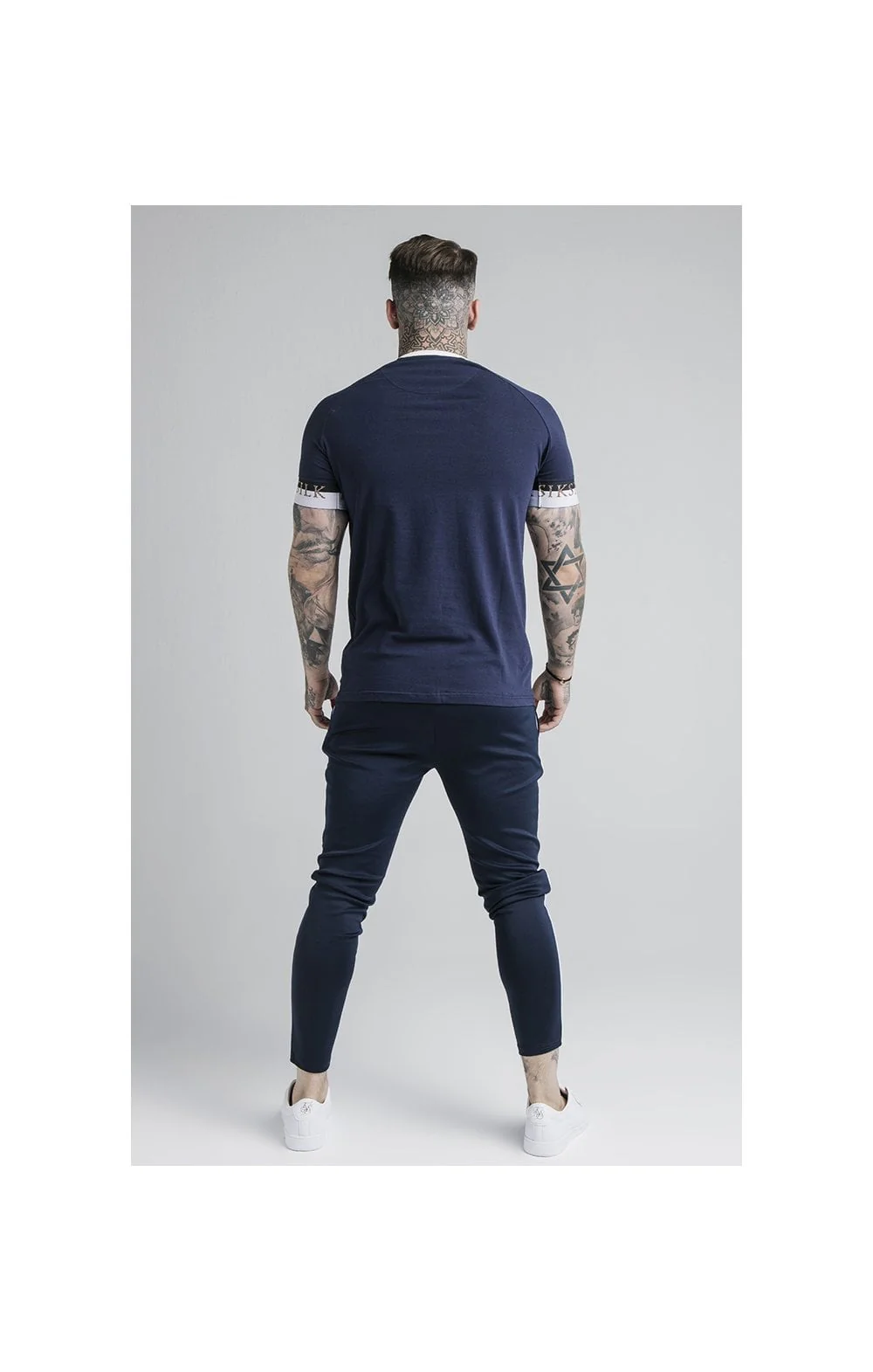 SikSilk Agility Deluxe Track Pants - Navy & Off White - Image 6