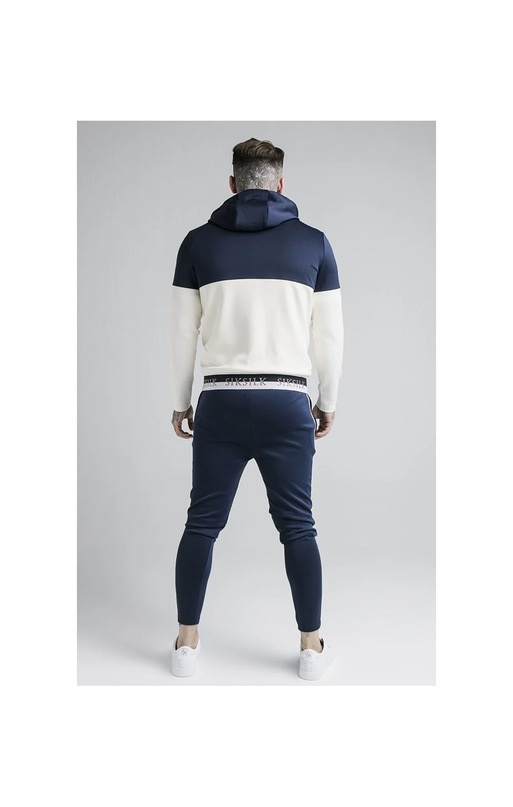 SikSilk Agility Deluxe Zip Through Hoodie - Navy & Off White - Image 6