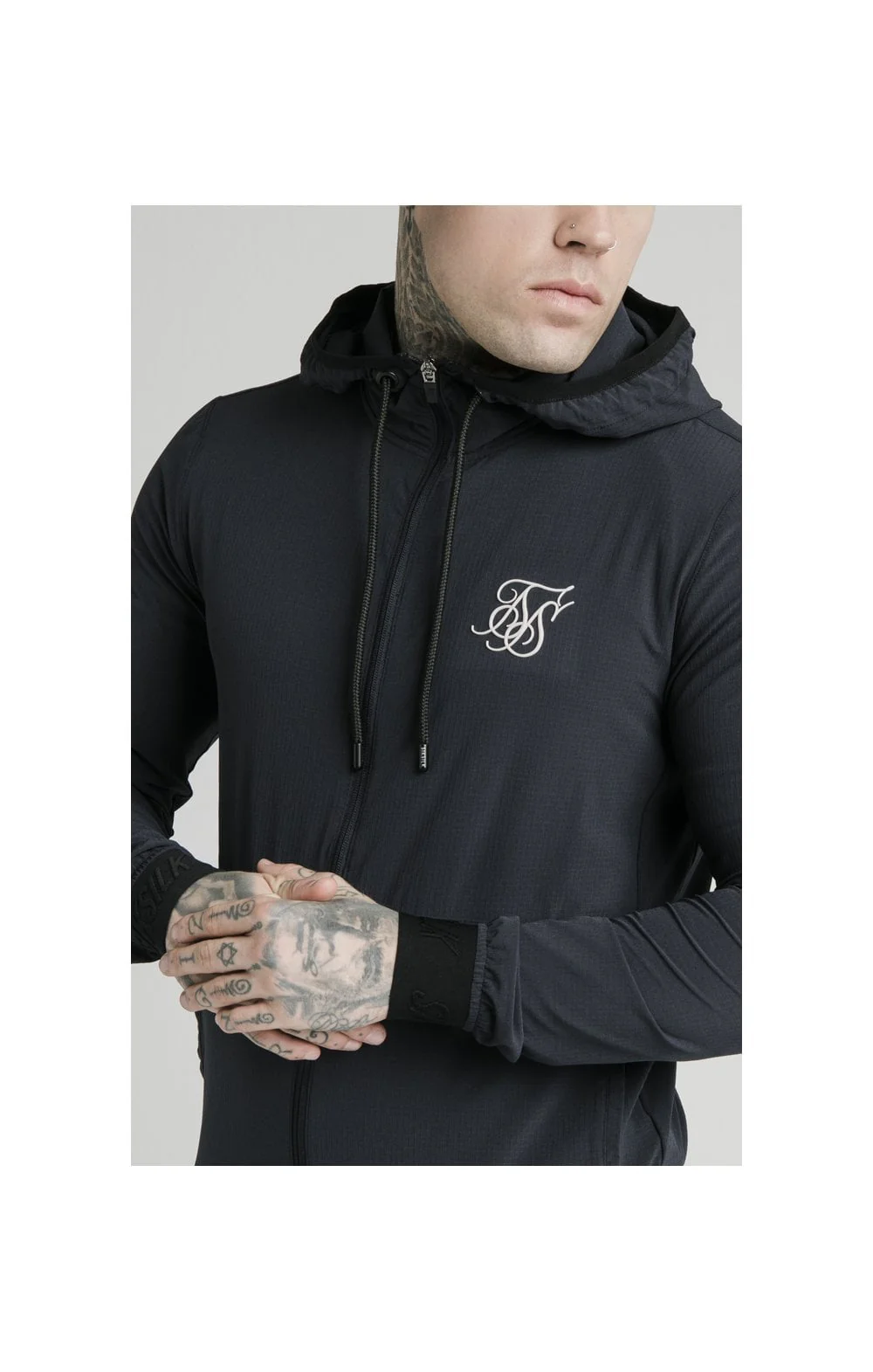SikSilk Agility Poly Rib Zip Through Hoodie - Midnight Navy - Image 2