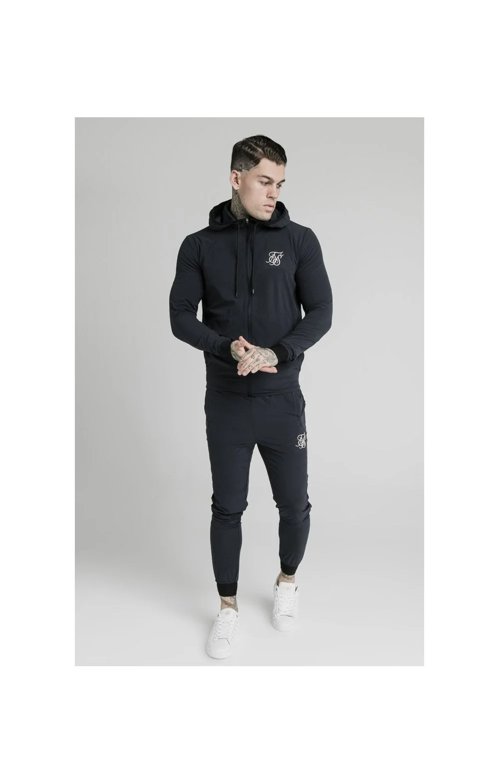 SikSilk Agility Poly Rib Zip Through Hoodie - Midnight Navy - Image 3