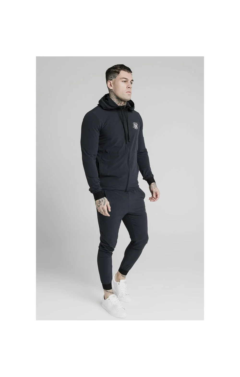 SikSilk Agility Poly Rib Zip Through Hoodie - Midnight Navy - Image 4