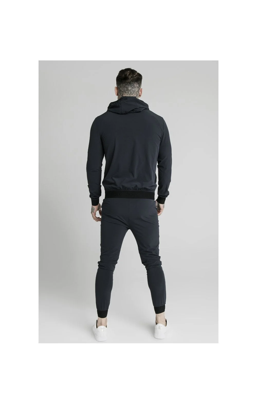 SikSilk Agility Poly Rib Zip Through Hoodie - Midnight Navy - Image 5