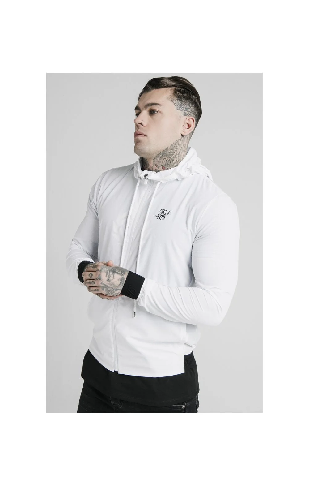 SikSilk Agility Poly Rib Zip Through Hoodie - White