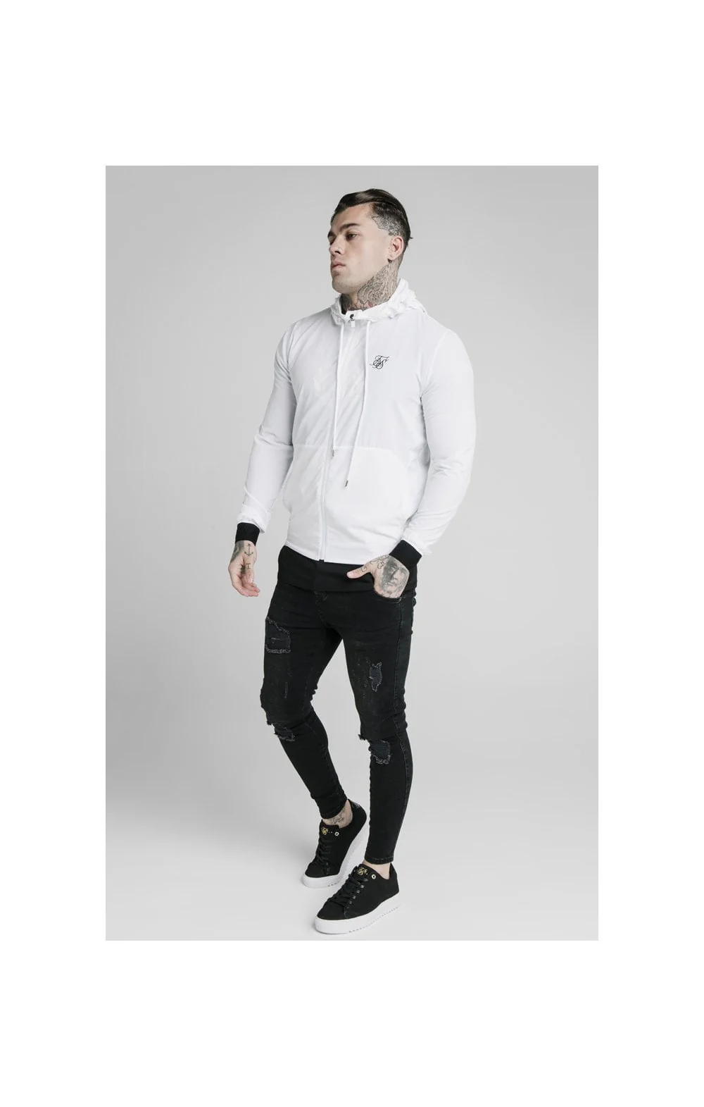 SikSilk Agility Poly Rib Zip Through Hoodie - White - Image 3