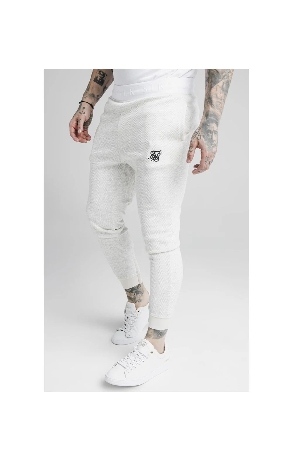 SikSilk Agility Textured Tape Track Pants - Snow Marl