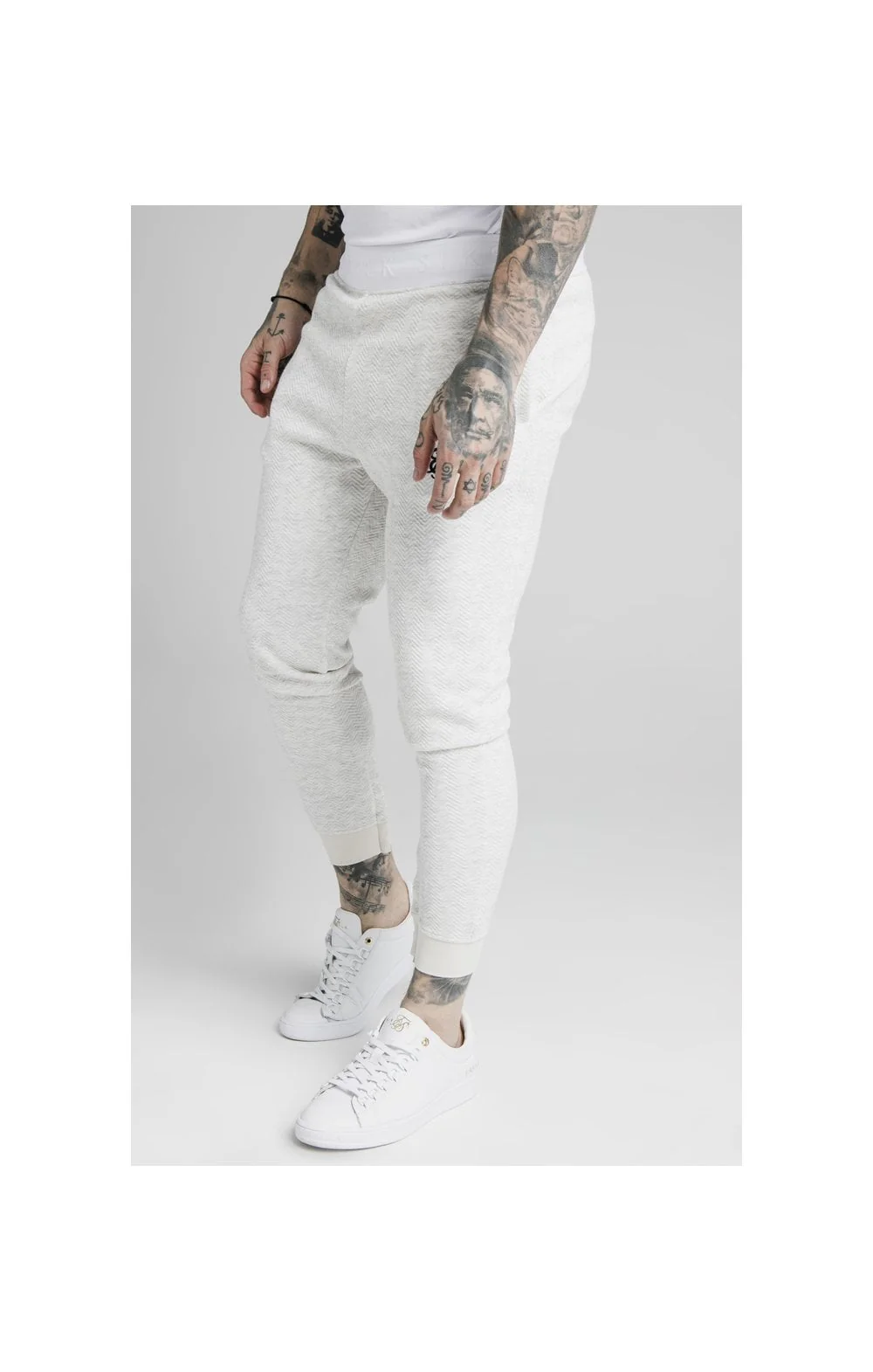 SikSilk Agility Textured Tape Track Pants - Snow Marl - Image 2