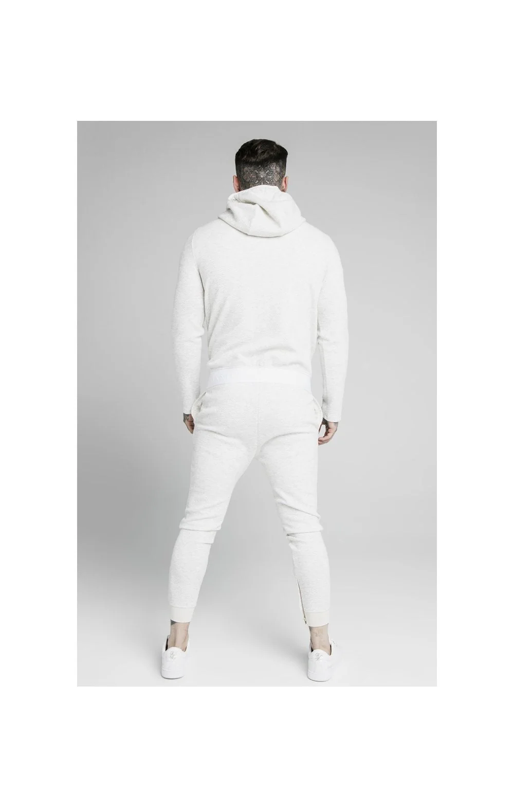 SikSilk Agility Textured Zip Through Hoodie - Snow Marl - Image 6