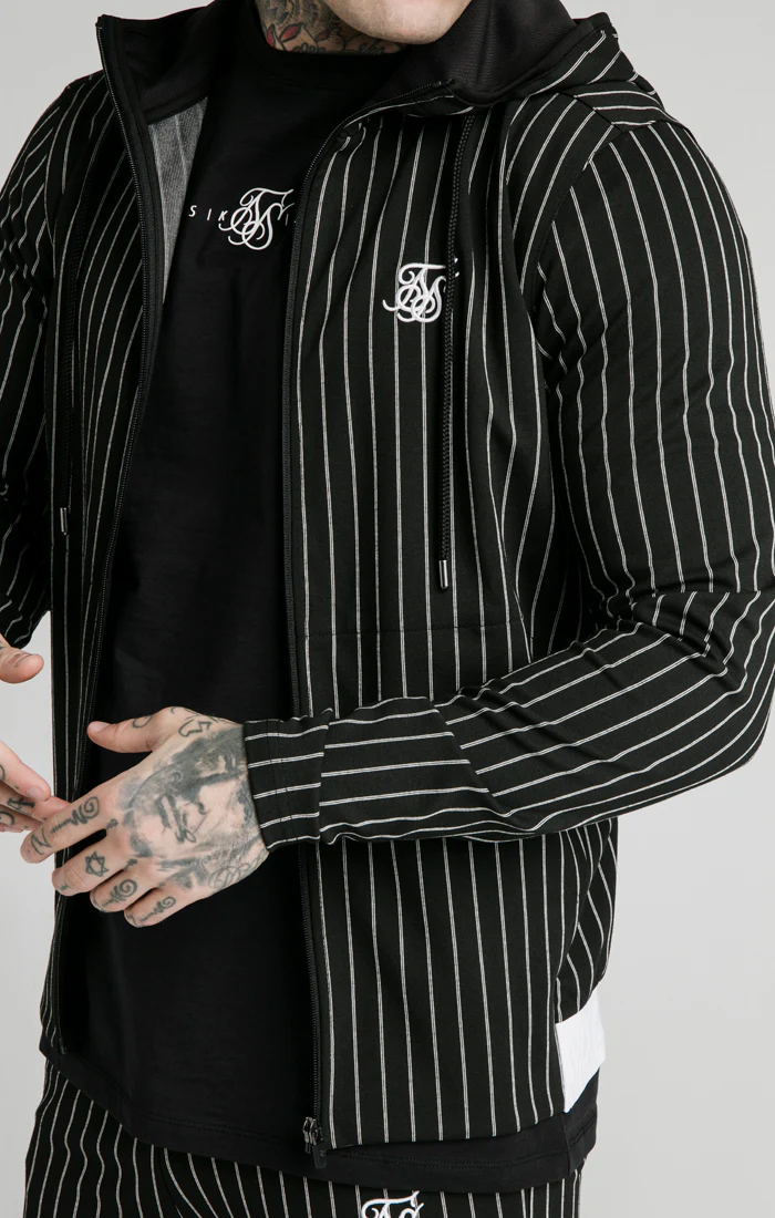 SikSilk Agility  Zip Through Hoodie - Black & White - Image 2