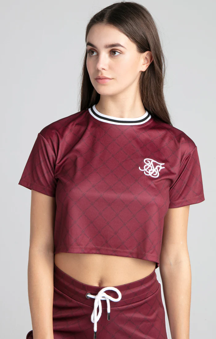 SikSilk All Over Print Crop Tee - Port