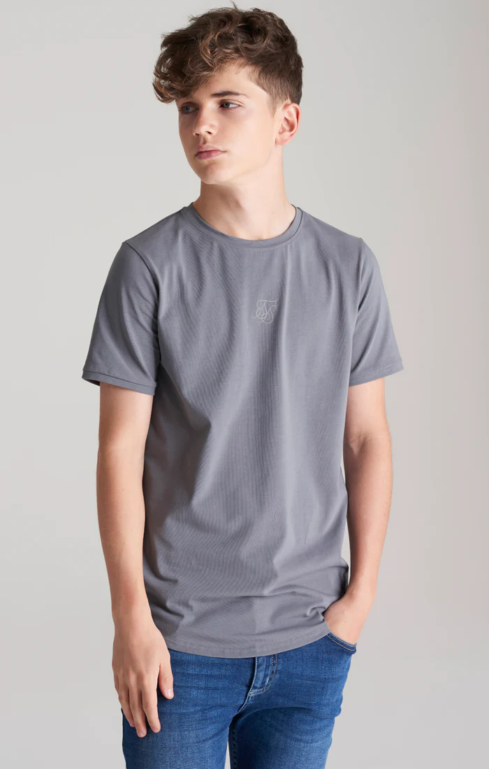 Boys Grey Back Print Scoop Hem T-Shirt - Image 2