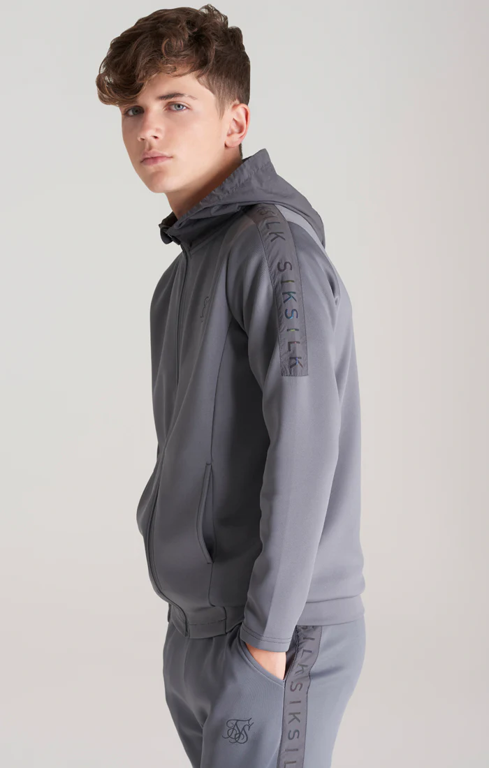 Boys Grey Iridescent Print Zip Thru Hoodie - Image 3