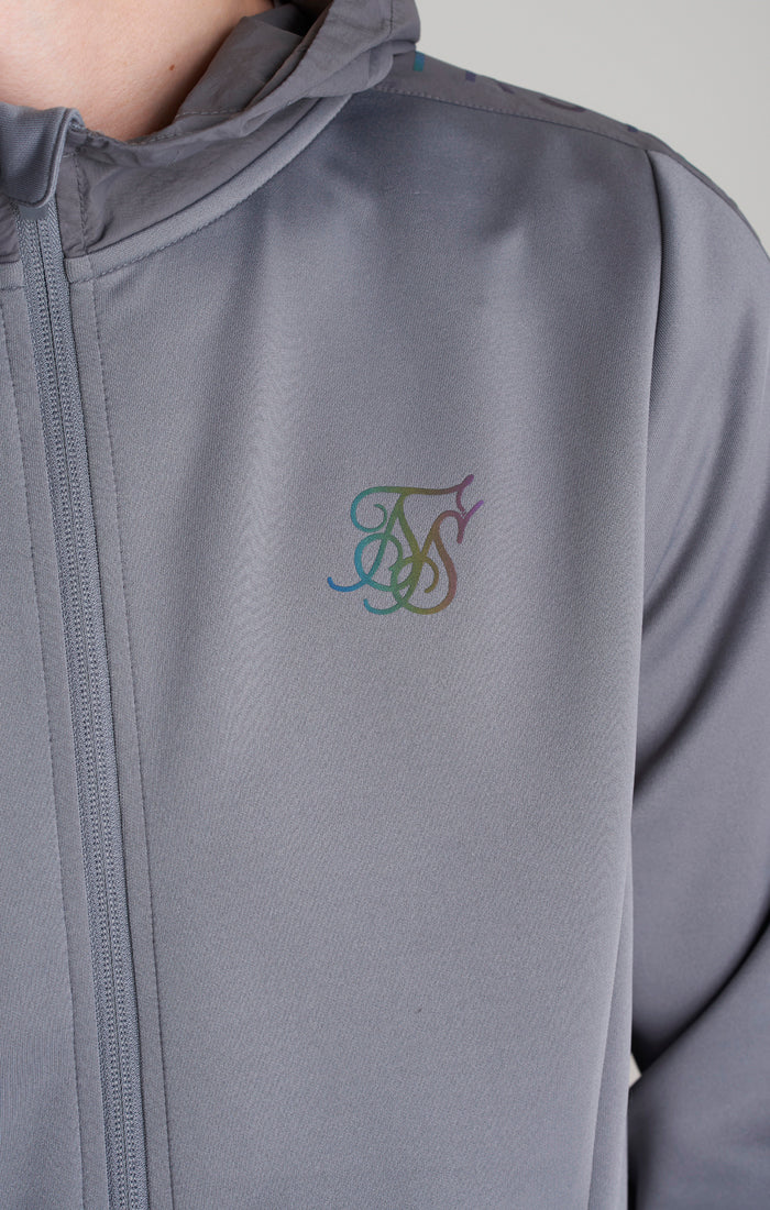 Boys Grey Iridescent Print Zip Thru Hoodie - Image 4