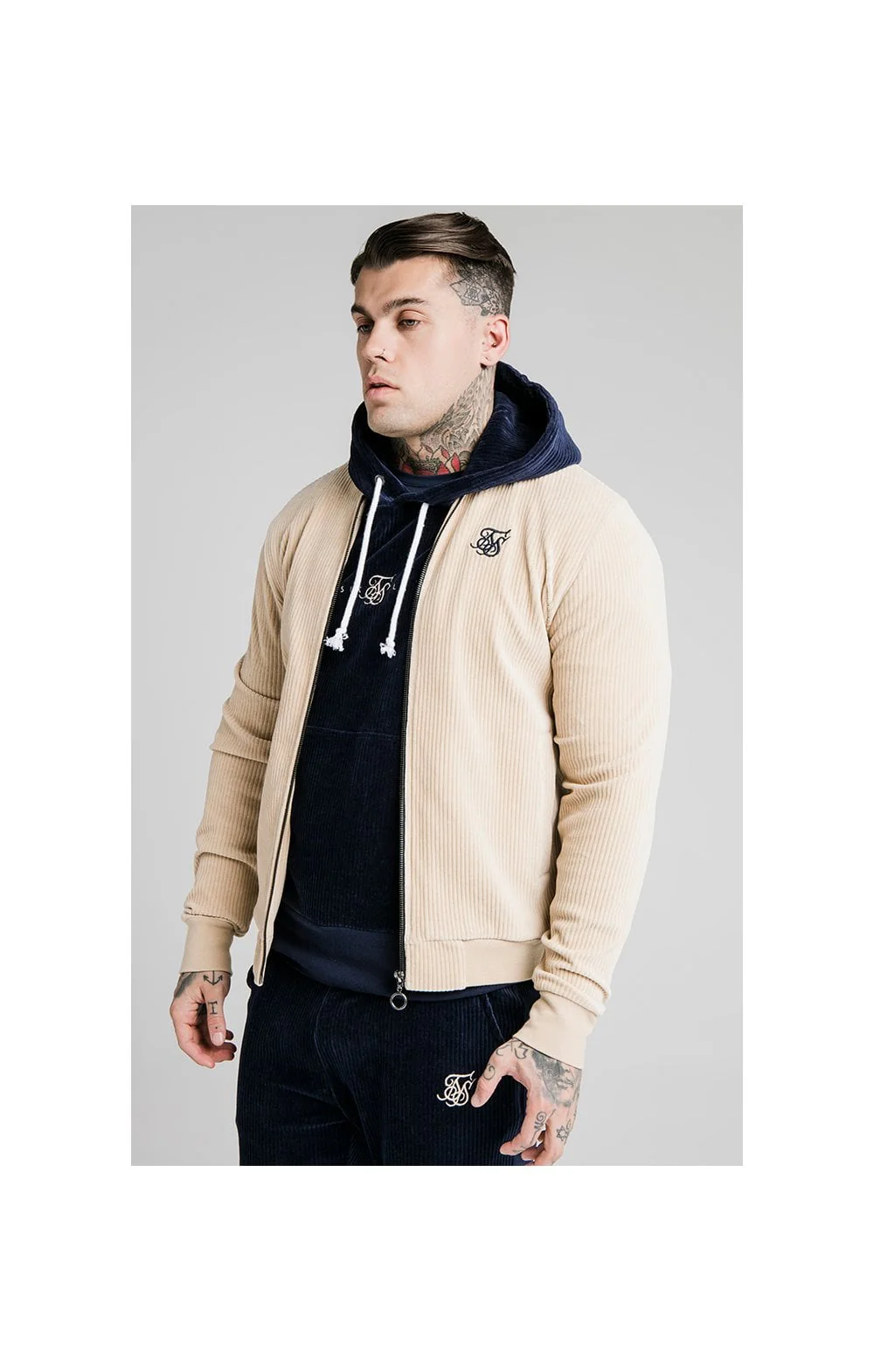 SikSilk Allure Corduroy Bomber - Beige