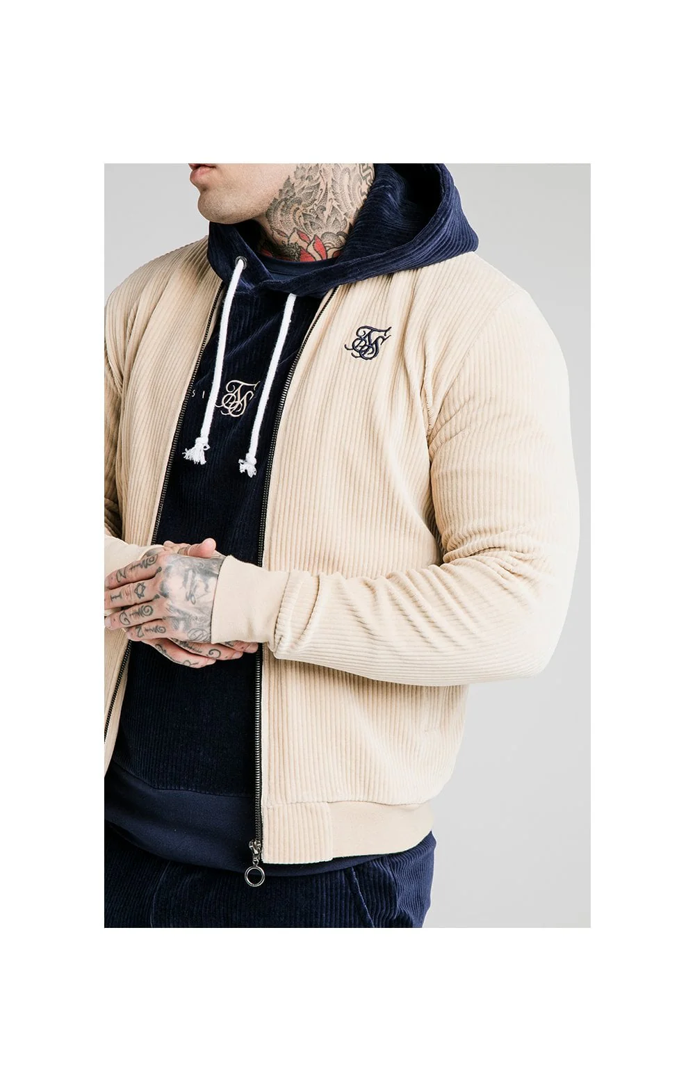 SikSilk Allure Corduroy Bomber - Beige - Image 2