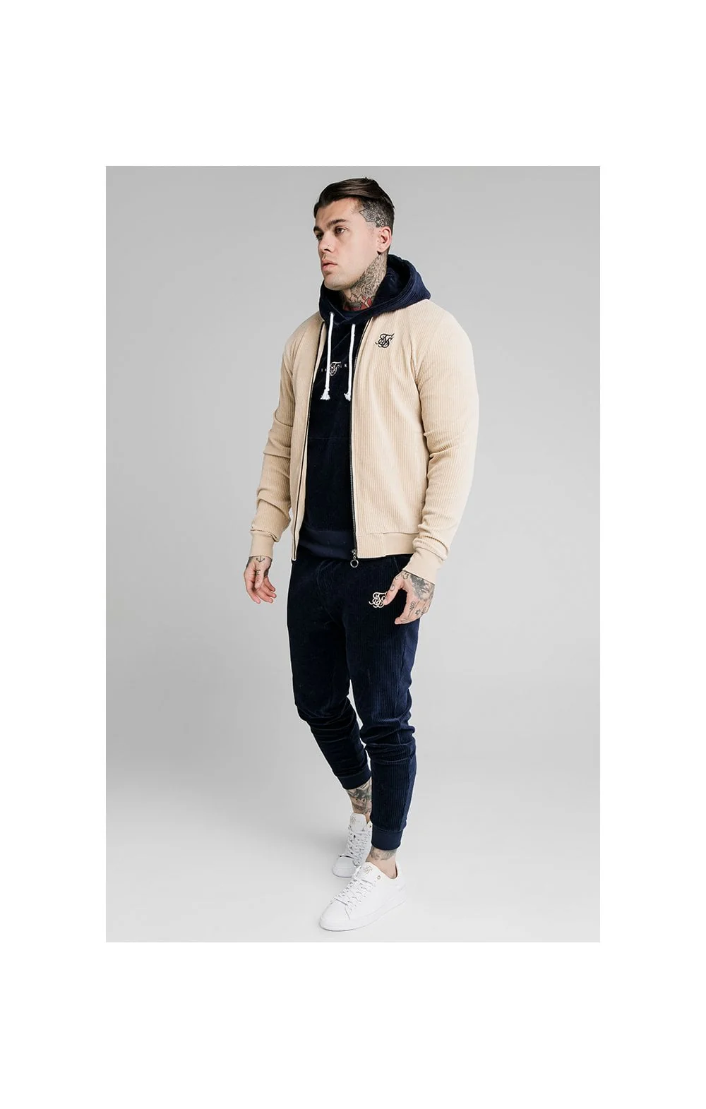 SikSilk Allure Corduroy Bomber - Beige - Image 4