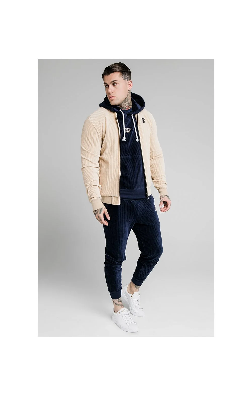SikSilk Allure Corduroy Bomber - Beige - Image 5