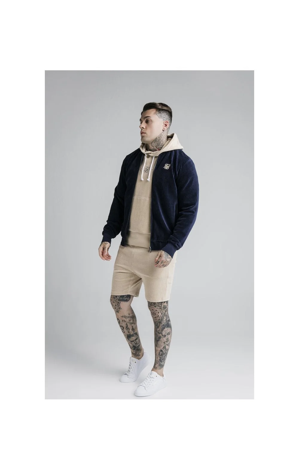 SikSilk Allure Corduroy Bomber - Navy