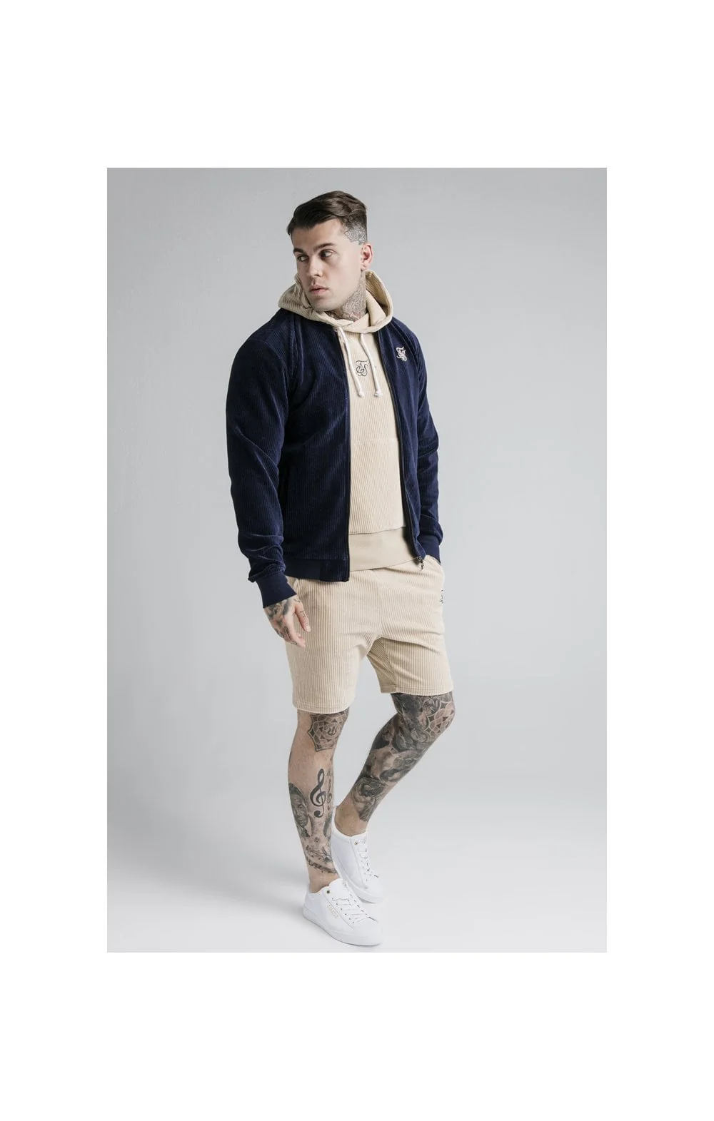 SikSilk Allure Corduroy Bomber - Navy - Image 3