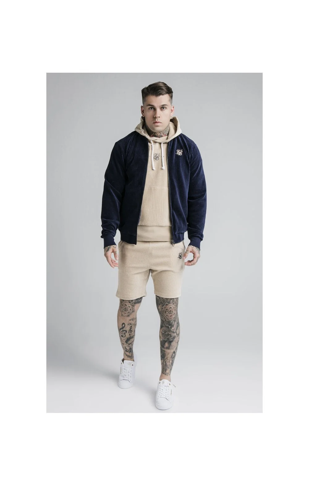 SikSilk Allure Corduroy Bomber - Navy - Image 4