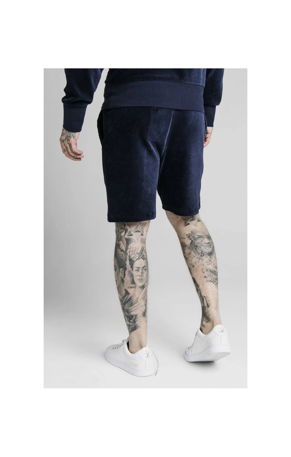SikSilk Allure Corduroy Shorts - Navy - Image 2