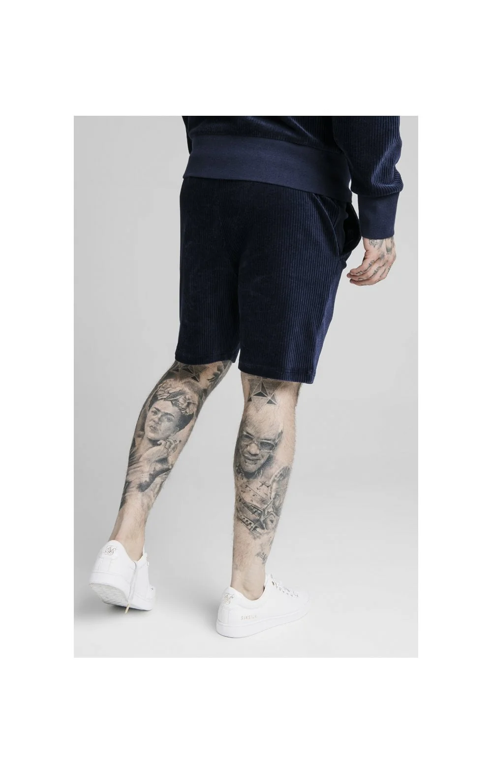 SikSilk Allure Corduroy Shorts - Navy - Image 3