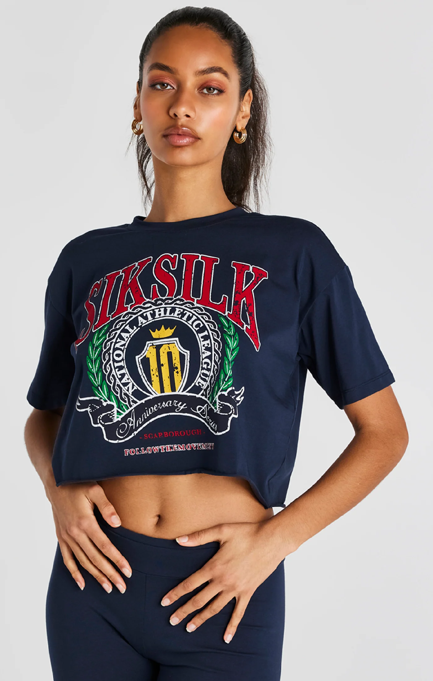 Navy Crop Varsity T-Shirt - Image 2