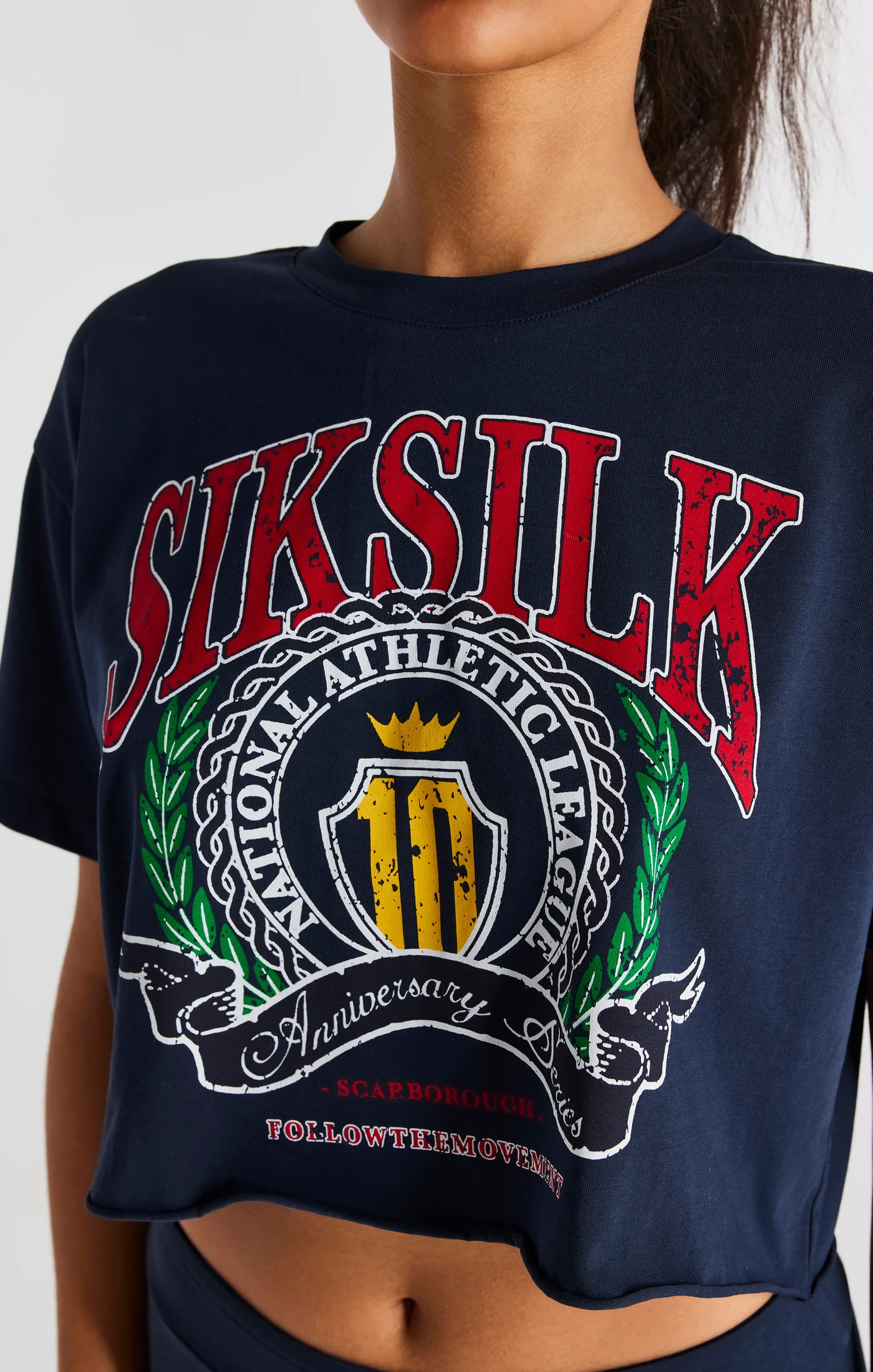 Navy Crop Varsity T-Shirt - Image 3