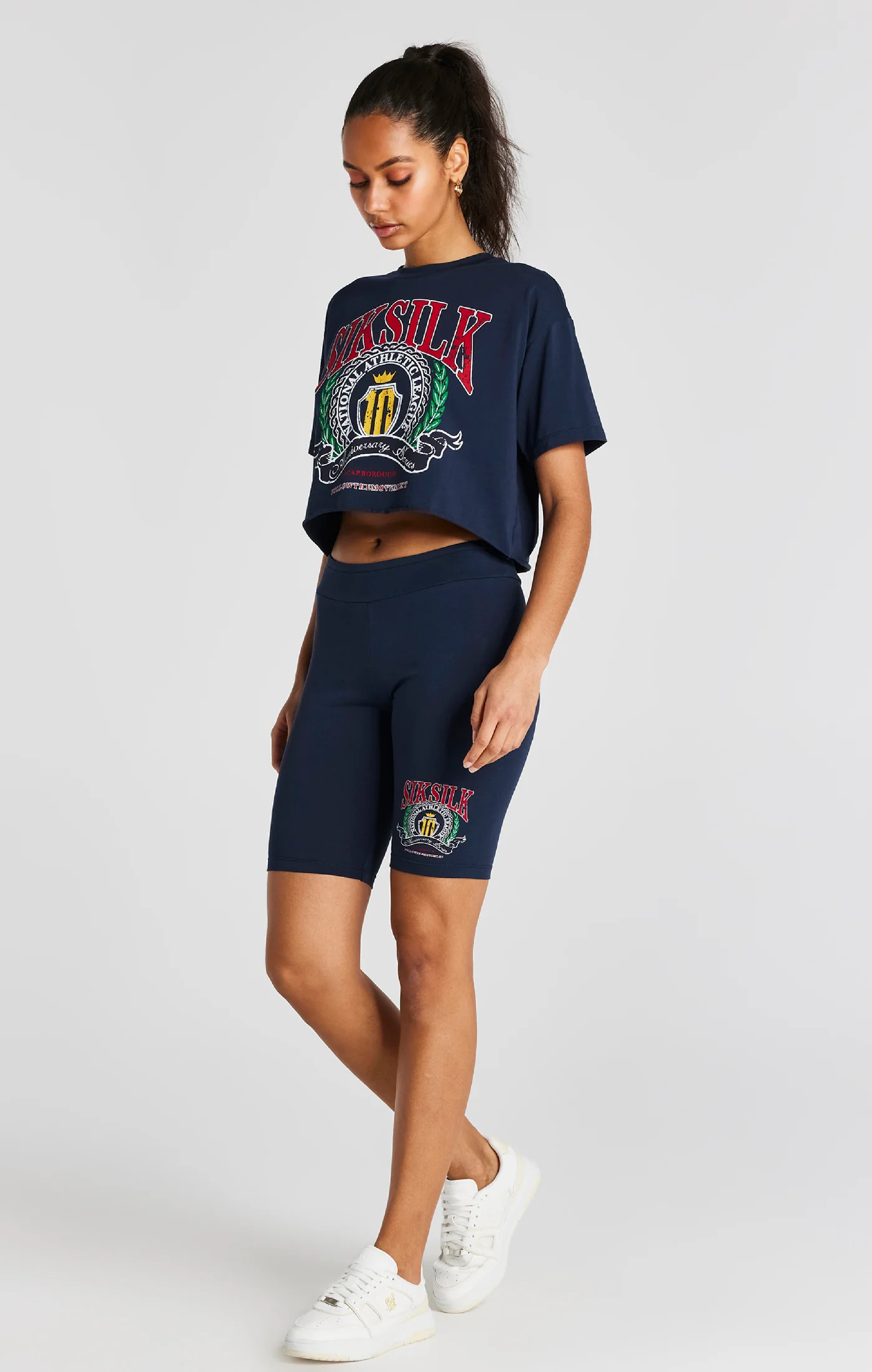 Navy Crop Varsity T-Shirt - Image 4